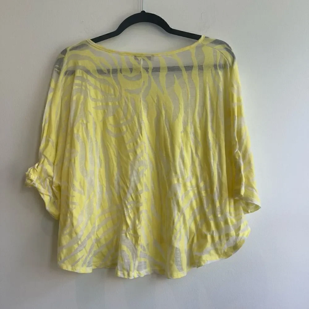 Zebra Striped Yellow Poncho Top / Beach Coverup - Small - Picture 5 of 5
